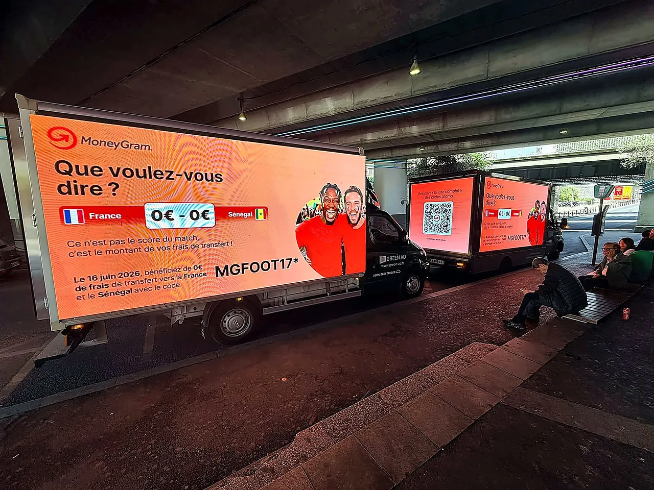 Campagne synchronisée — Message identique sur la flotte, avec QR code